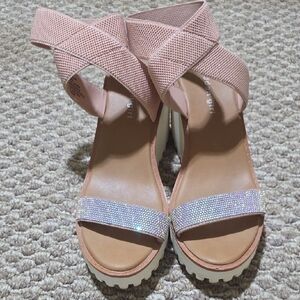 Madden Girl Pink and Glitter Sandals